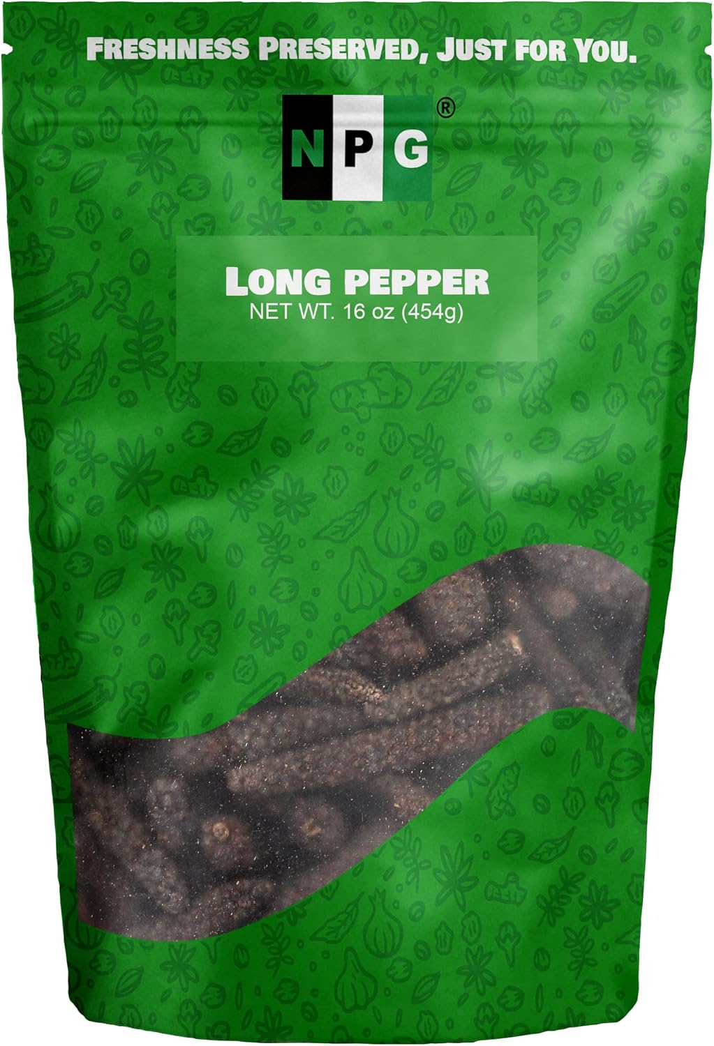 NPG Long Pepper 16 Oz, Whole Black Long Pepper, Piper Longum Black Peppercorns, Pippali Aromatic Spice for Indian, Middle Eastern, and Mediterranean Cuisine, Strong Flavor Enhancer