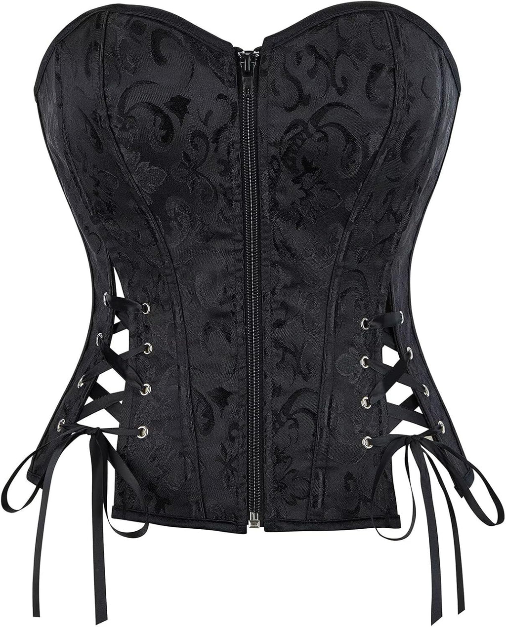 Satin Corset Tops For Women Sexy Overbust Shapewear Lingerie Plus Size Bustier Lace Up Waist Bodysuit
