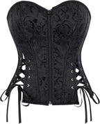 Satin Corset Tops For Women Sexy Overbust Shapewear Lingerie Plus Size Bustier Lace Up Waist Bodysuit