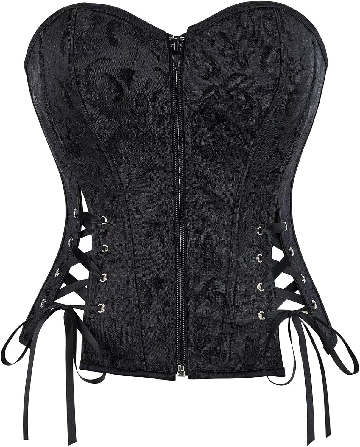 Satin Corset Tops For Women Sexy Overbust Shapewear Lingerie Plus Size Bustier Lace Up Waist Bodysuit