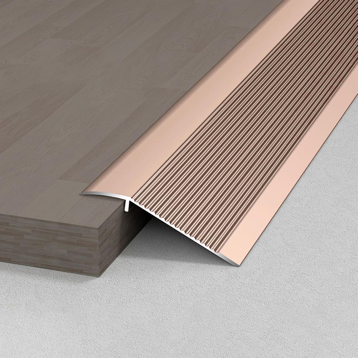 36” Aluminum Floor Transition Threshold Strip, Bridge The Height Gap Between 0.7 to 1.6 inches for Doorway Ramp Tiles Laminate Planks (Brown, 35.4“x4”)