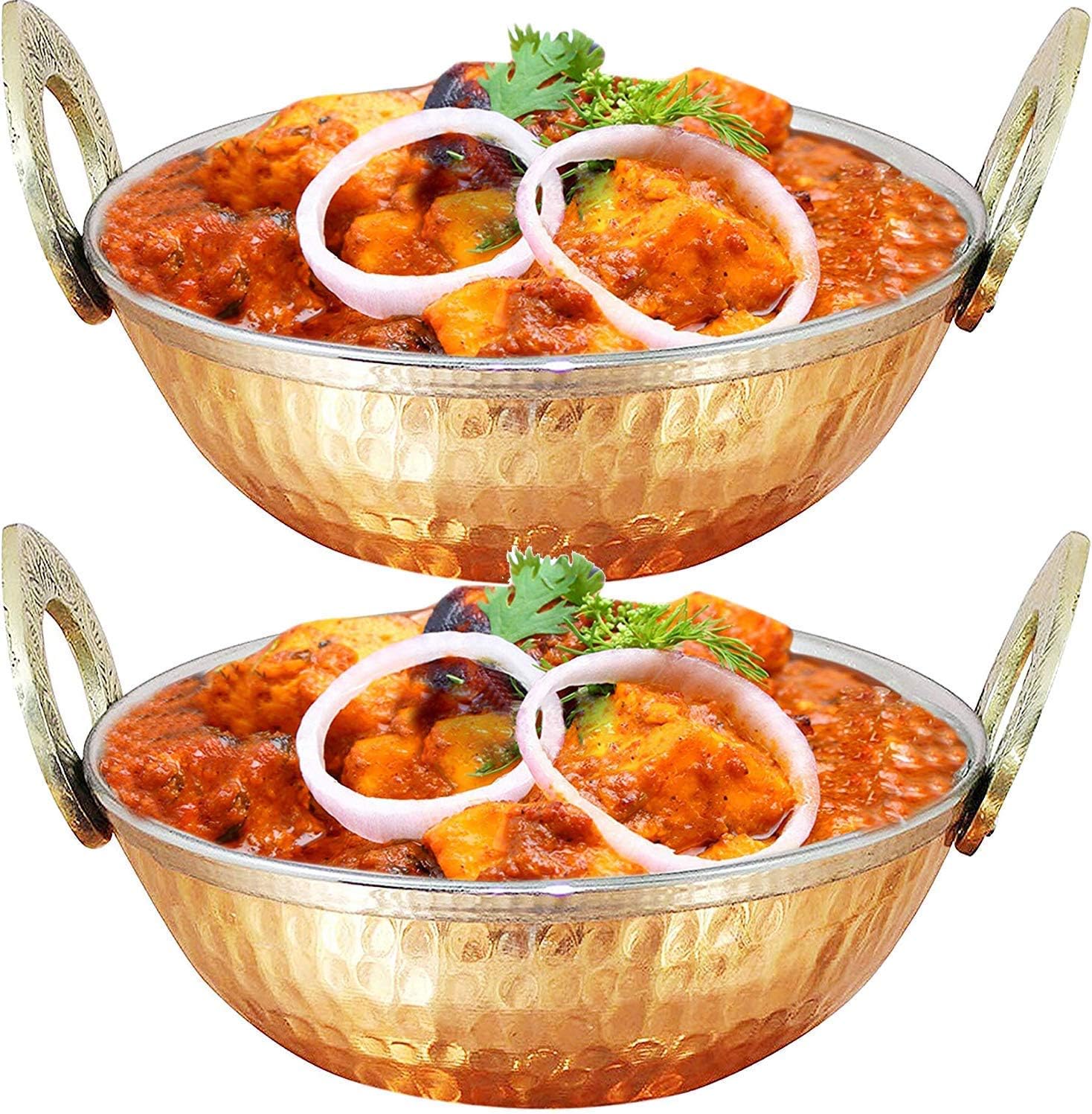 Heavy-Duty Premium Stainless Steel Karahi with Copper Bottom, Multipurpose Indian Serveware, Set of 2 Kadhai, 5 Inches