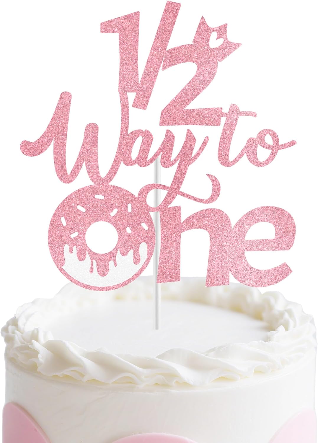 Half Birthday Decorations for Girls, Donut 1/2 Birthday Cake Topper for 6 Months Baby, Halfway to One Baby Girl Party Supplies