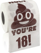 Happy 18th Birthday Gifts, 3-Ply Funny Toilet Paper Roll, Holy Poop You're 18 Printed Toilet Paper Gag Gift, Pranks & Surprises Bathroom Decor for Boys Son and Girls, Cheers to 18 Bday Party Supplies