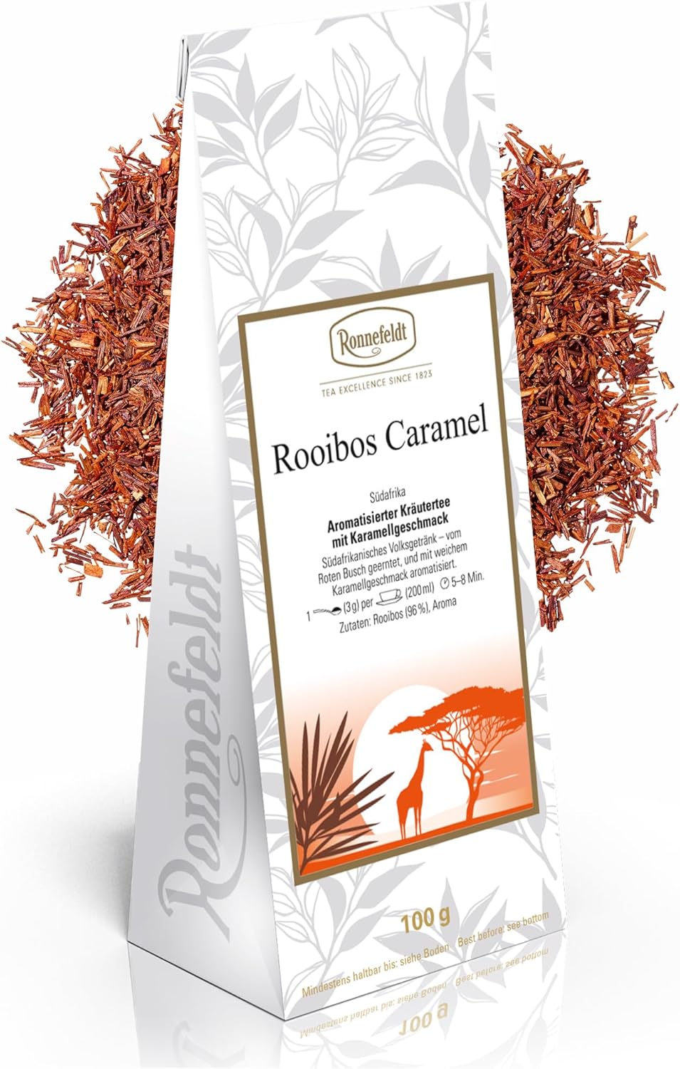 Ronnefeldt Rooibos Caramel – Loose Leaf Herbal Tea with Natural Caramel Flavour – 100g Pack – Fine South African Red Bush