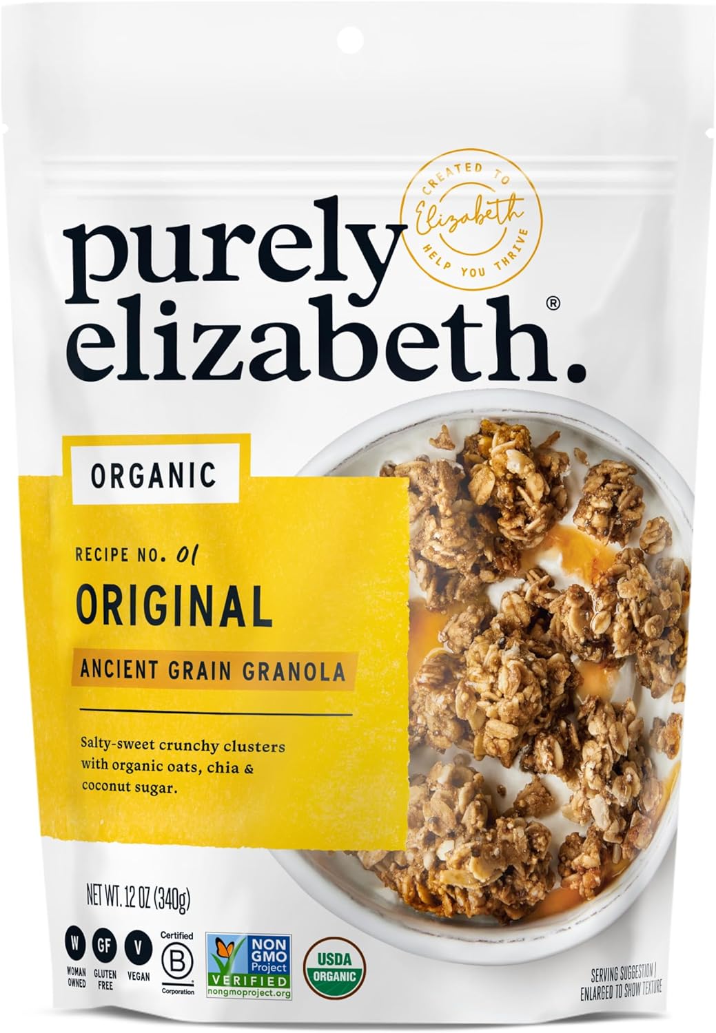 Purely Elizabeth, Organic Original, Ancient Grain Granola, Gluten-Free, Non-GMO (12oz Bag)
