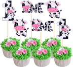 Rsstarxi 36 Pack Cow One Cupcake Toppers Farm Animals First Birthday Cupcake Picks for Cow 1st Birthday Baby Shower Kids 1st Birthday Party Cake Decorations Supplies