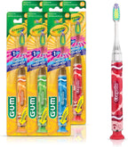 GUM Crayola Timer Light Toothbrush for Kids, Soft Bristles, Suction Cup Base, Children & Toddler Toothbrush 3 Year Old + (6pk)