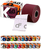 d3 K6.0 Kinesiology Tape 2in x 20ft – Maroon Athletic Tape for Joint Support, Pain Relief & Muscle Recovery | Water Resistant & Hypoallergenic for Knee, Shoulder & Back – Uncut Roll
