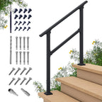 CR Fence & Rail 2-3 Step Stair handrail, Perfect for Hand Rails for Outdoor Steps, Indoor Staircase handrail & Porch, Deck, and Balcony for Seniors, with 40" Top Rail