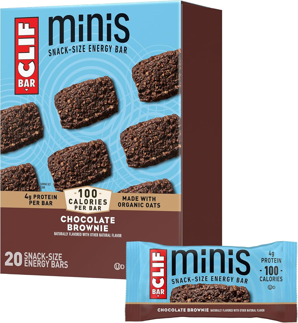 CLIF BAR Minis - Chocolate Brownie Flavor - Made with Organic Oats - 4g Protein - Non-GMO - Plant Based - Snack-Size Energy Bars - 0.99 oz. (20 Pack)