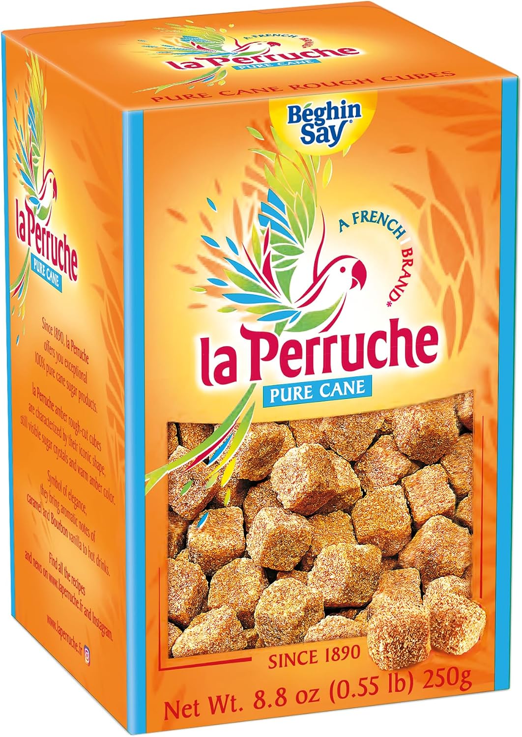 La Perruche Pure Cane Brown Sugar Cubes (250g/8.8oz box) | Ideal Sugar Cubes for Coffee | Pack of 1