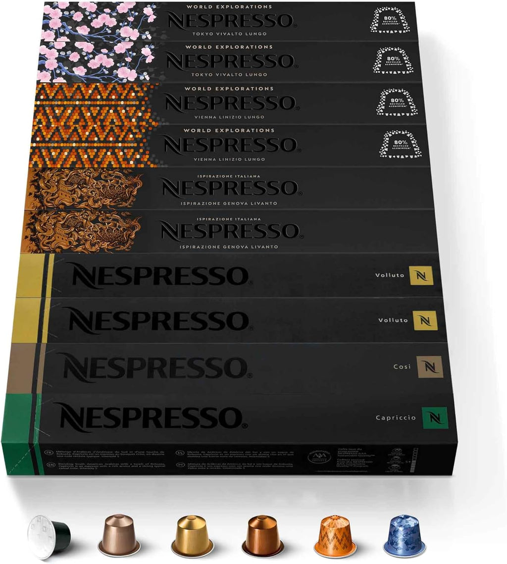 Nespresso Capsules Original Line, Ispirazione Espresso Variety Pack, Medium Roast Espresso Coffee, 100 Count Espresso Coffee Pods