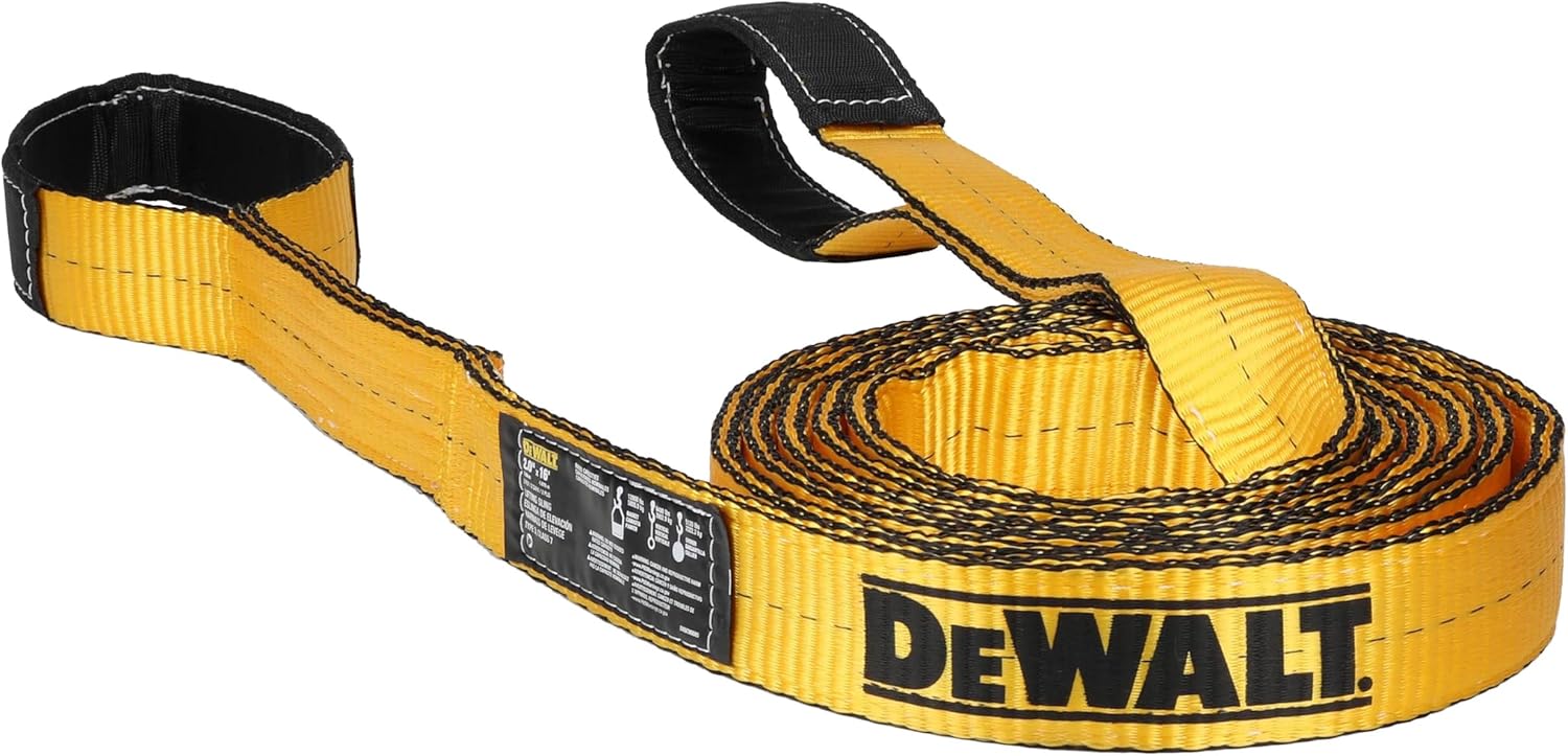 DEWALT DXBC90085 Black/Yellow 2” x 16’ Heavy Duty Lifting Sling - 2 Ply X 6,400lbs Vertical Weight Capacity / 12,800 lb Basket Weight Capacity