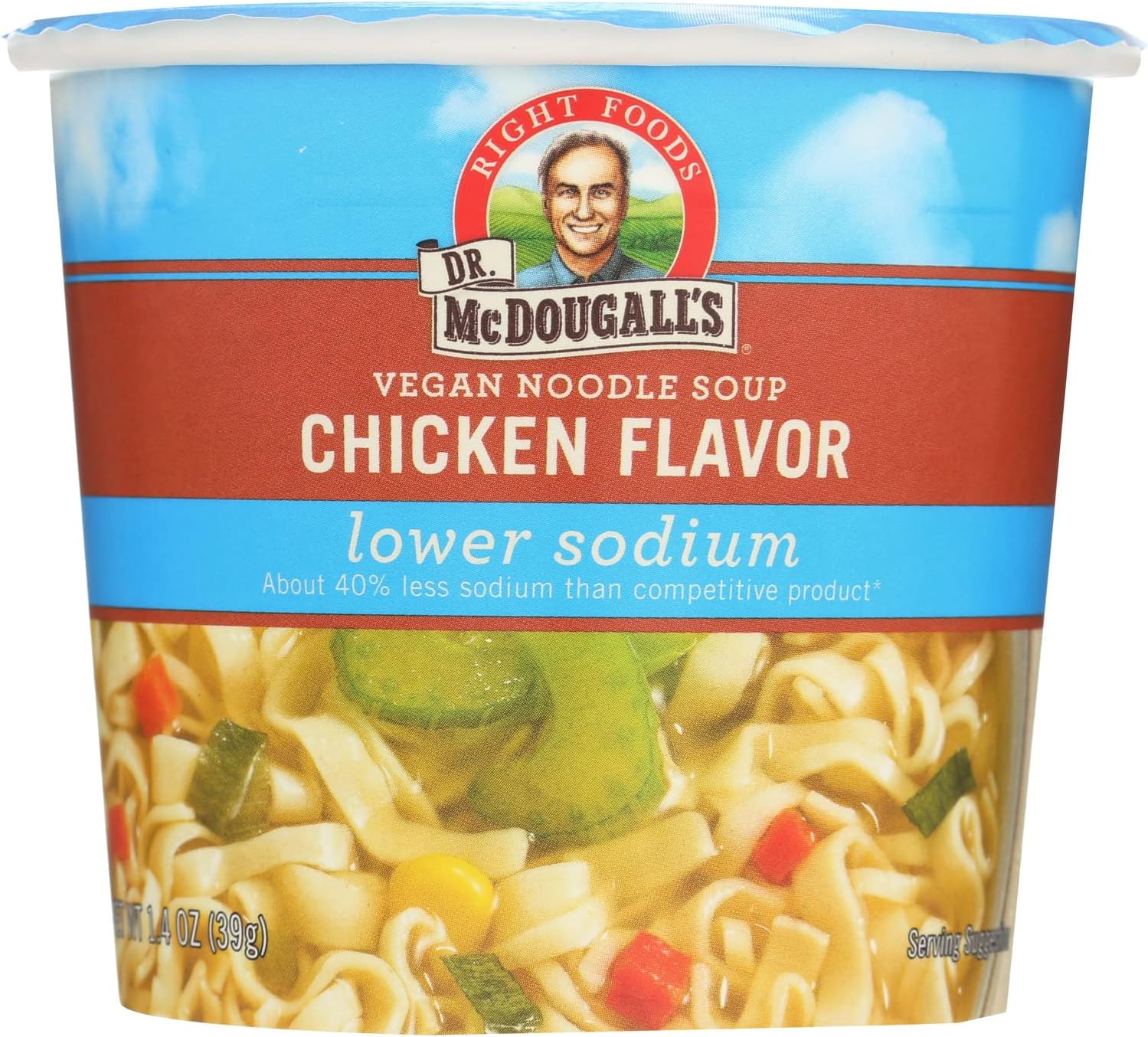Dr. McDougall's Right Foods Vegan Chicken Flavor Noodle Soup, Light Sodium, 1.4-Ounce Cups (Pack of 6) ( Value Bulk Multi-pack)
