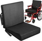 Wedge Wheelchair Seat Cushion with Backrest, High Density Foam Wheelchair Cushions Removable Cover with Zipper Adjustable Elastic Strap for Office Car Seat 16x18x2-4 Inch