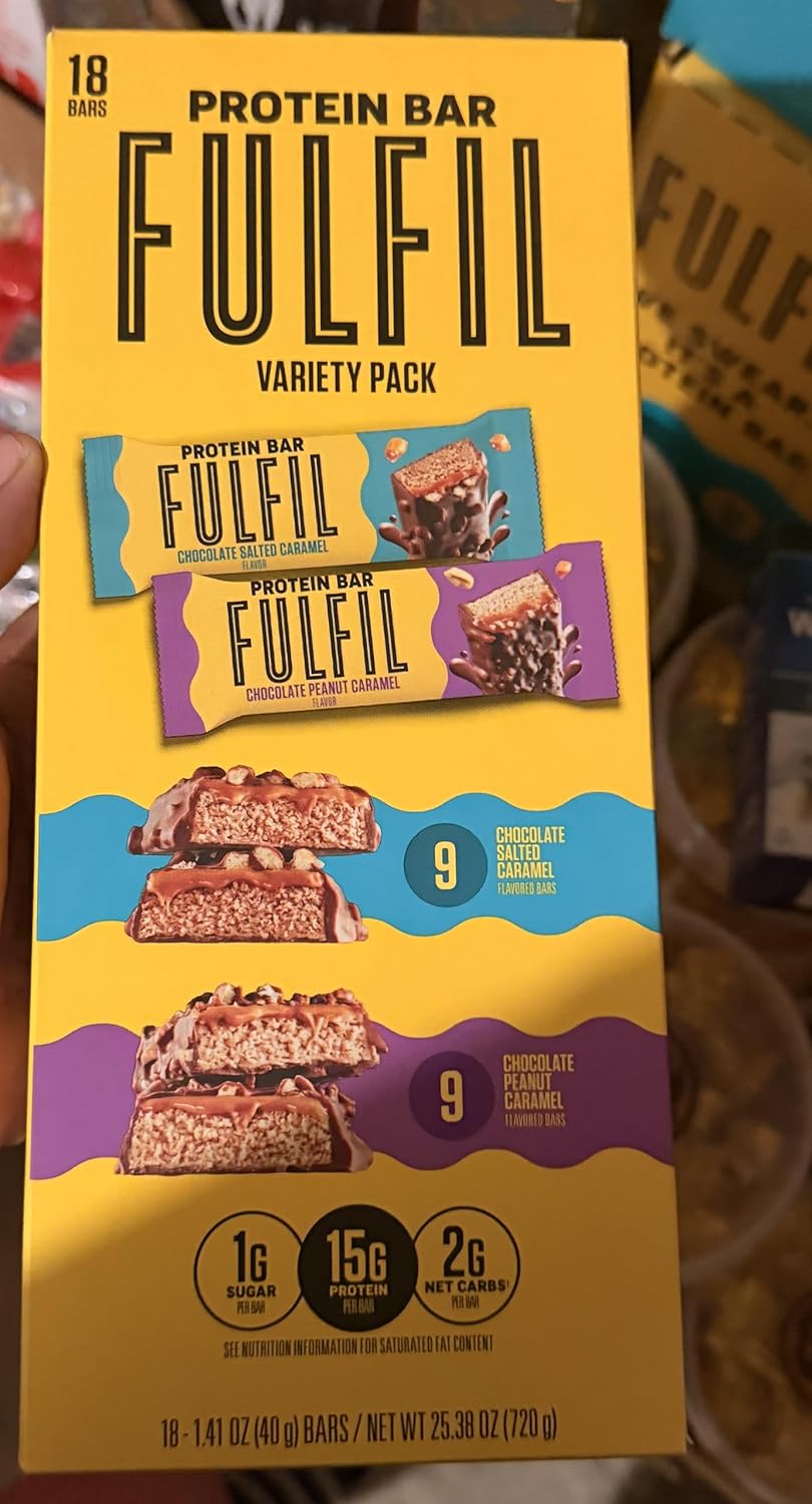 ful-fil Protein Bars 18 Count – Variety Pack, 15g Protein, Low Sugar, Vitamin-Enriched, Chocolate-Coated Snack Bars