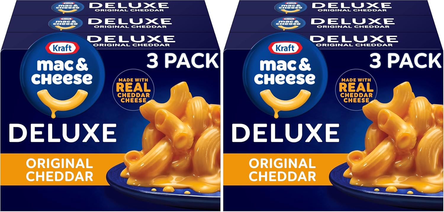 Kraft Deluxe Mac and Cheese,for Easy Dinner or Dinner Sides, Original Cheddar Flavor, No Artificial Flavors or Dyes, 14 oz (Pack of 6)