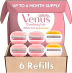 Gillette Venus ComfortGlide White Tea 4 count, with Gillette Venus ComfortGlide plus Olay 2 count, Women's Razor Blade Refills