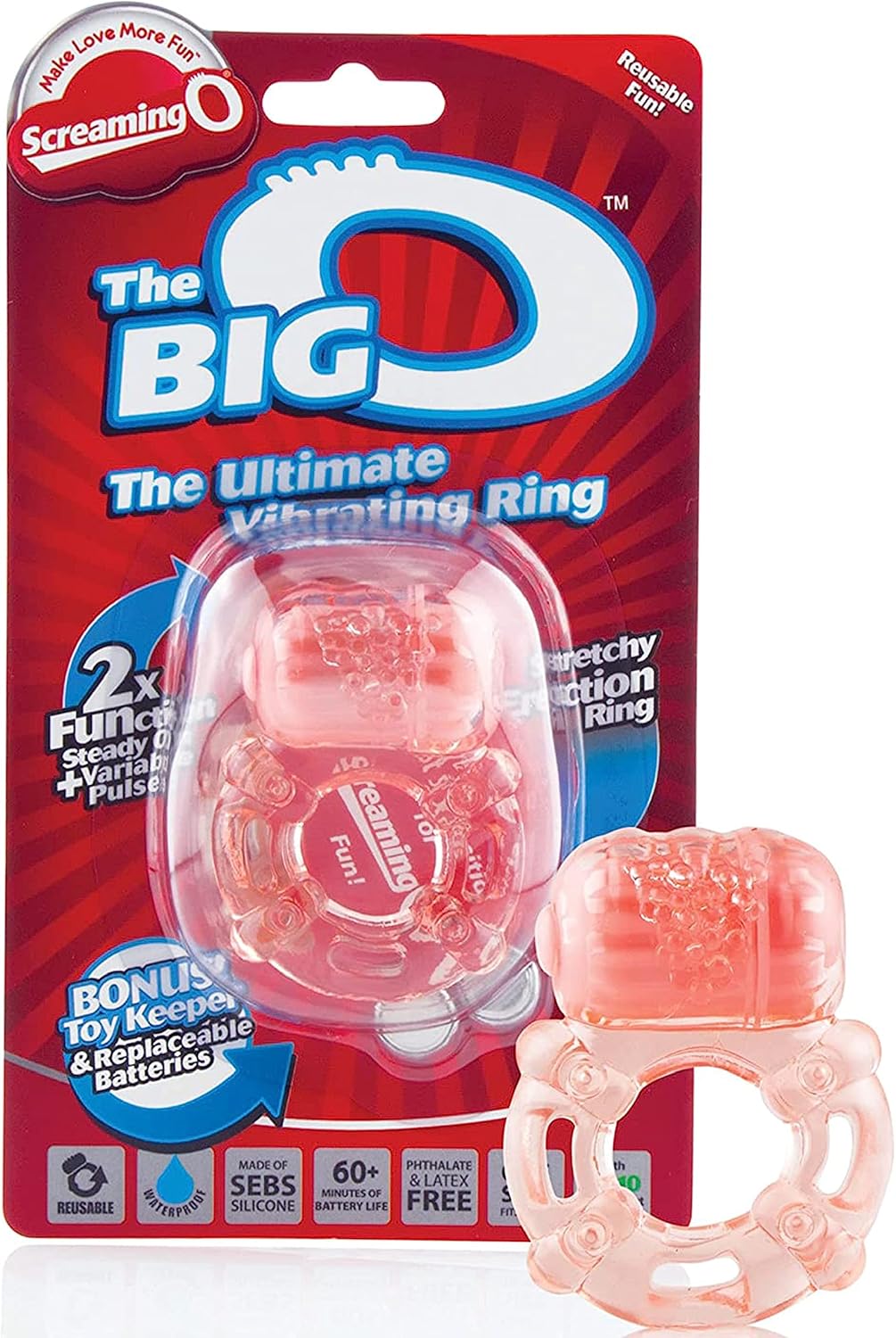 Screaming O - Big O, Iconic Cock Ring, Large Version, Natural Color - Vibrating Cock Ring - Penis Ring, Reusable Vibrator - Couple Sex Toys, Dick Ring for Mutual Pleasure