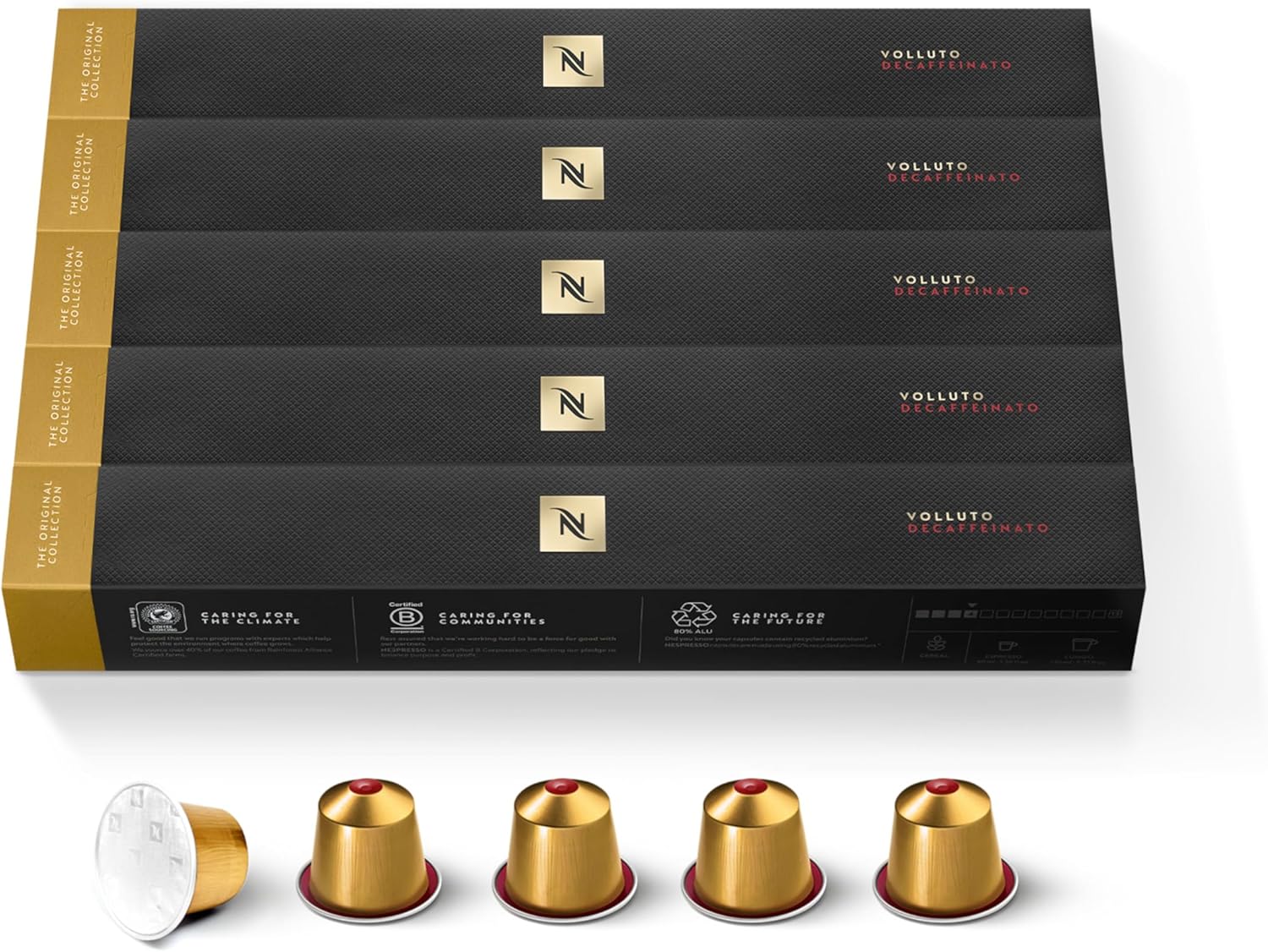 Nespresso Capsules Original Line, Volluto Decaffeinato Mild Roast Coffee, 50 Count Coffee Pods