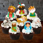Nativity Christmas Cupcake Toppers, Edible Christmas Cake Decorations, Traditional Nativity Cupcake Decorations, Xmas Cake + Cookie Decor PRECUT 2 inch / 5cm (24)