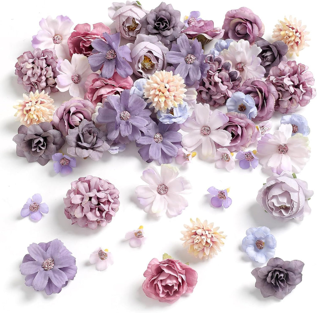 20PCS Artificial Flower Combo Box Set Silk Flowers Fake Roses for DIY Floral Arrangement Wedding Bouquet Centerpieces Home Decoration
