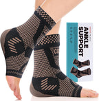 Copper Ankle Brace Compression Sleeve for Women & Men (1 Pair), Foot Arch Support Sock for Pain Relief, Plantar Fasciitis, Achilles Tendonitis