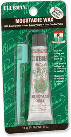 Clubman Moustache Wax – Mustache Wax for Men Strong Hold, Neutral Color, Includes Styling Brush, Hang Pack, 0.5 oz