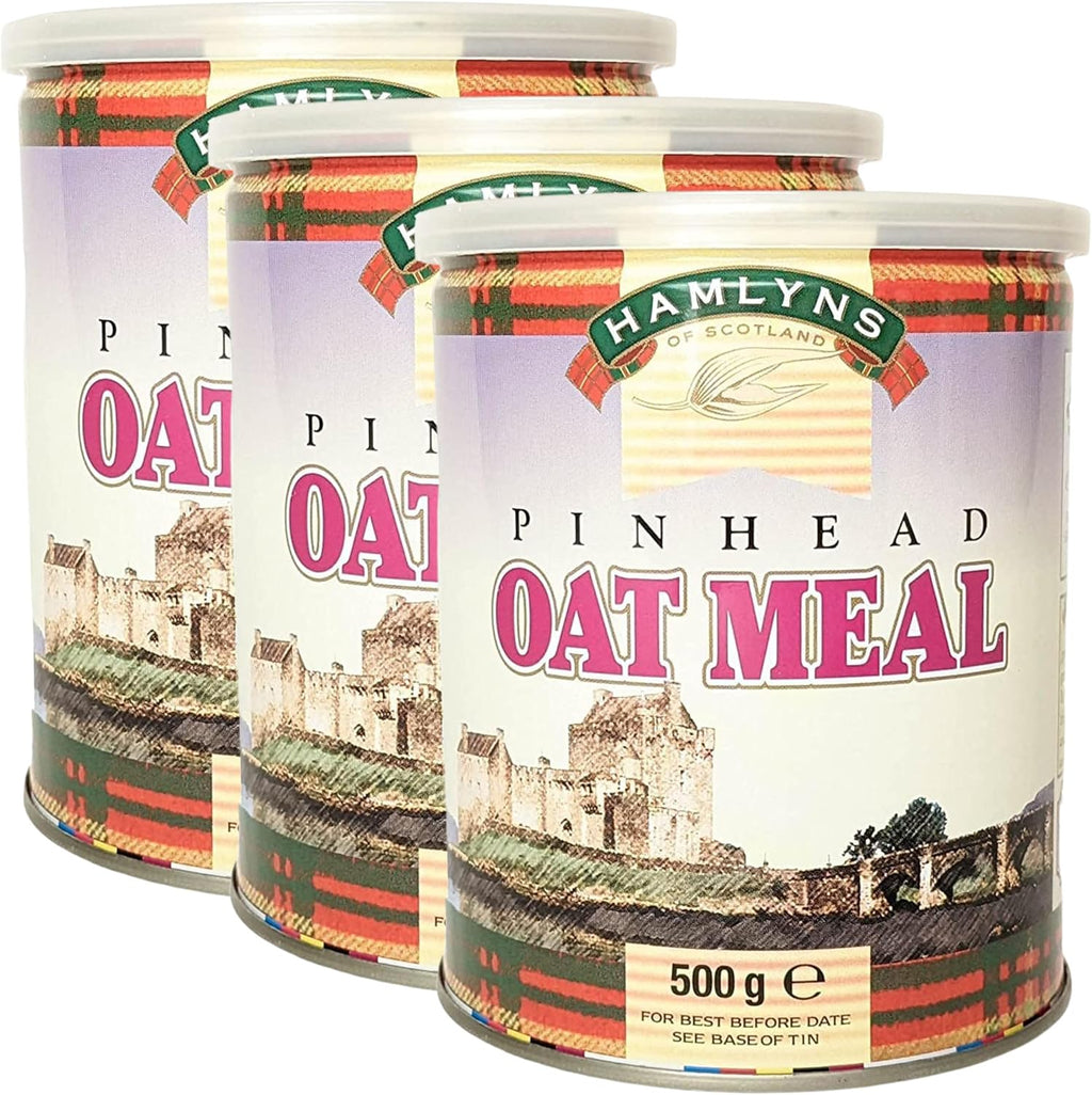 Hamlyns Scottish Steelcut Pinhead Oats, 17.6 Ounce Tin (Pack of 3)