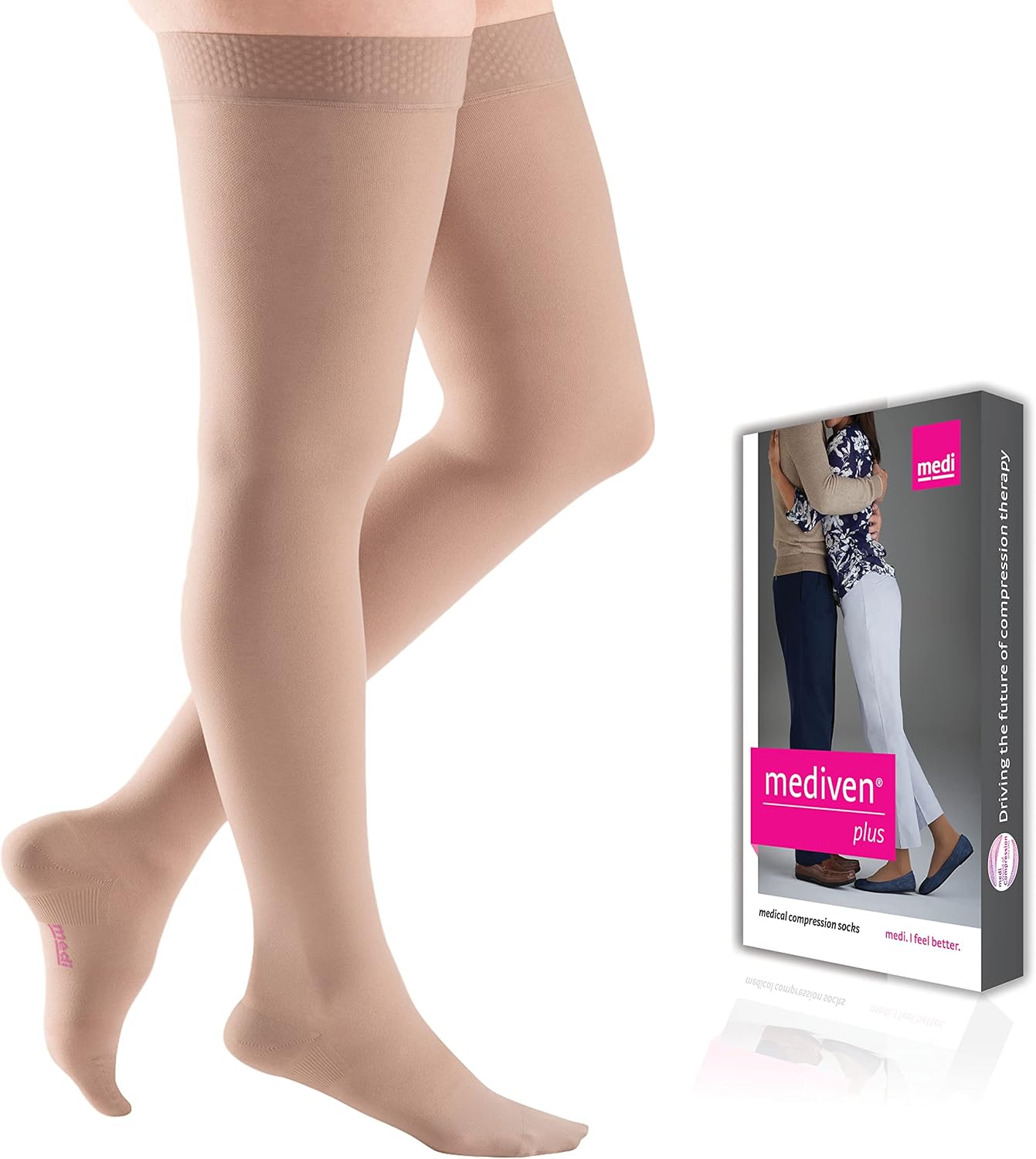 mediven Plus for Men & Women, 20-30 mmHg - Closed toe, Thigh High with Silicone Top Band, Compression Stockings