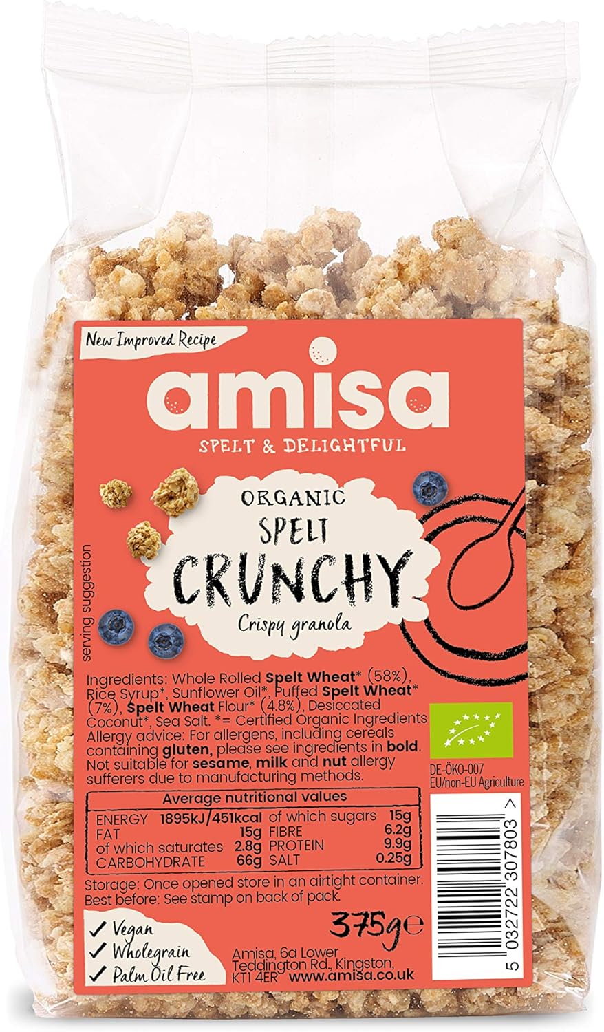 Amisa Organic Spelt Crunchy 375 g (Pack of 4)