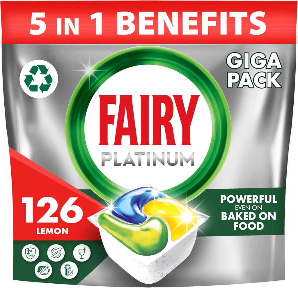 Fairy Platinum All-In-1 Lemon Dishwasher Tablets, 126 Tablets