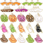 60Pcs Halloween Charms, Halloween Decorations Charms for Jewelry Making, Mixed Pumpkin Ghost Bat Witch Hat Enamel Pendants for Bracelets Necklaces Earrings Making and Crafting