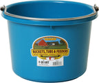 Little Giant® Plastic Animal Feed Bucket | Round Plastic Feed Bucket with Metal Handle | Made in USA | 8 Quarts