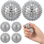 6 Pcs Magnetic Massage Ball for Adults Spiky Massage Ball for Hand Exercise, Pain Pressure and Stress Relief Christmas Gifts for Stocking Stuffers(Silver)