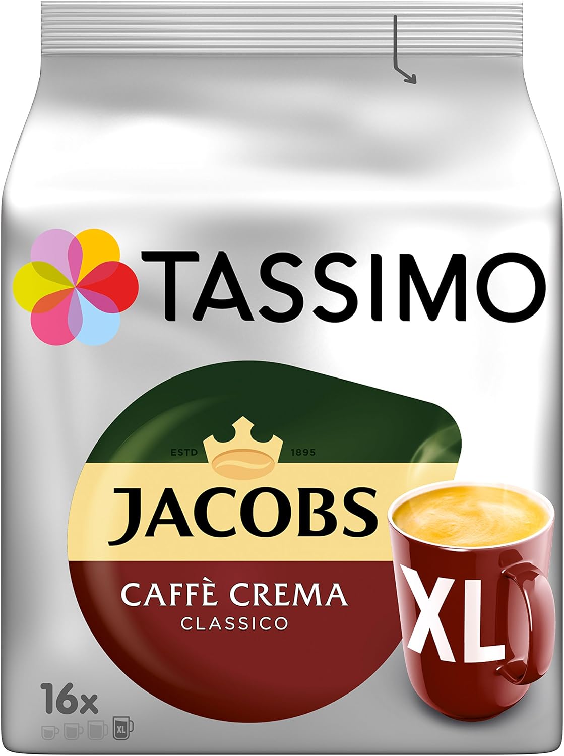 Tassimo Jacobs Krönung CaffÃ Crema XL, 5er Pack (5 x 16 Portionen)