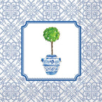 Boston International Cocktail Beverage Paper Napkins, 5 x 5, Blue Topiary, 20 Count (Pack of 1)