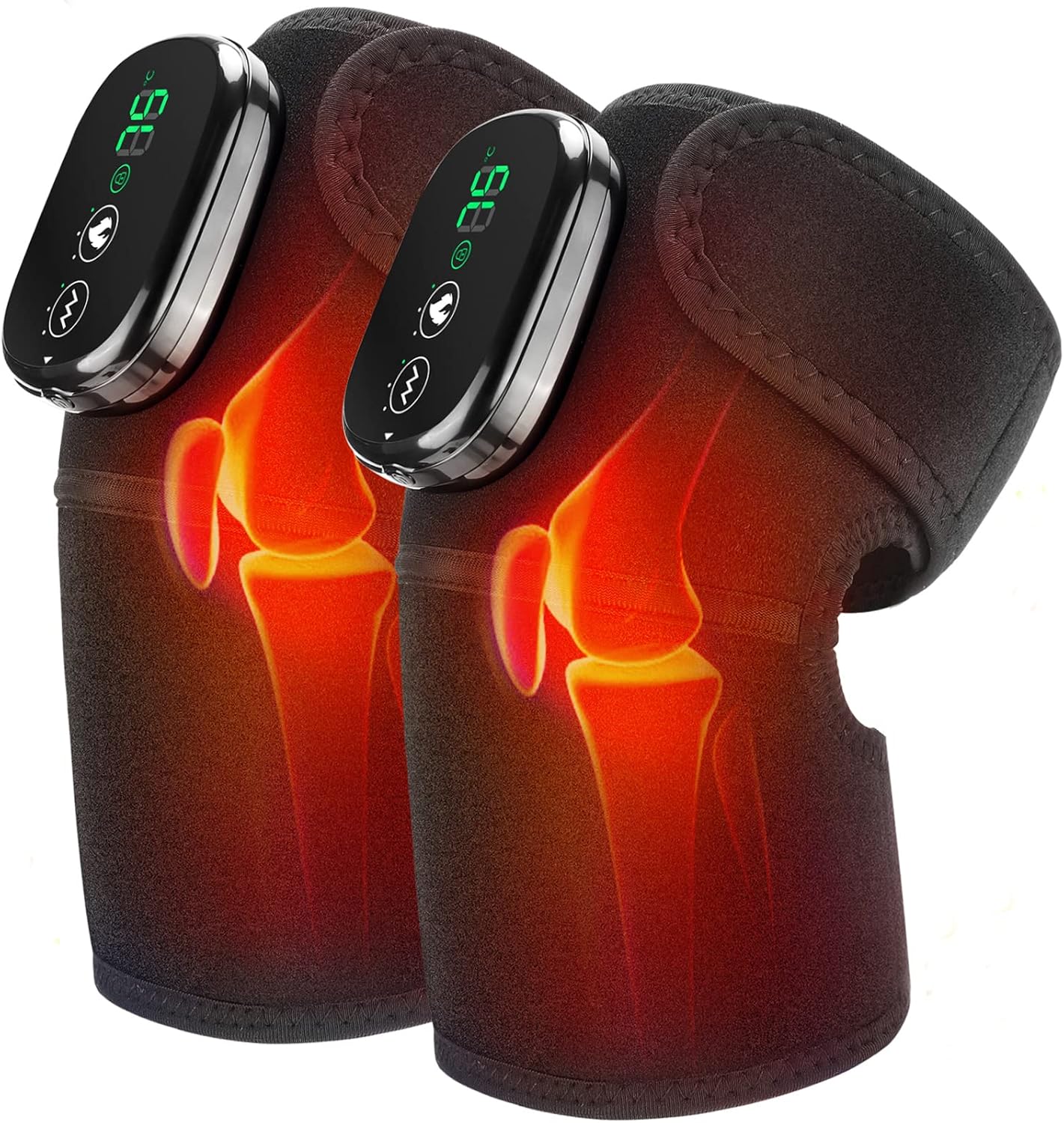 MOAJAZA Knee Massager with Heat and Vibration, Heating Pad for Knee Shoulder Elbow, Heated Knee Brace for Arthritis with Massage