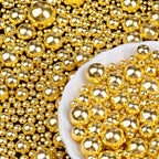 Gold Pearl Sprinkles for Cake Decorating, 6 Sizes Mix 4.6 oz Edible Pearls Sugar Sprinkles for Baking Cupcake Cookies