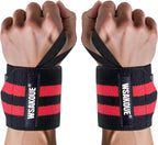 WSAKOUE Weightlifting Wrist Wraps - 18" Professional Wrist Support with Heavy-Duty Thumb Loop for Powerlifting, Bench Press & Strength Training- Adjustable Gym Wrist Straps for Men & Women