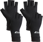 2 Pairs Copper Arthritis Gloves - Compression Gloves for Arthritis Pain Relief Rheumatoid Osteoarthritis Carpal Tunnel, Fingerless Copper Gloves for Typing, Daily Work - for Women Men Black (Medium)