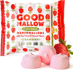 GoodMallow Vegan Marshmallows - Large Kosher Gluten Free Dairy Free Healthy Marshmallows - 8 Oz. Natural Gelatin Free for Hot Chocolate, Smores, Baking - Nothing Artificial - Pink Strawberry