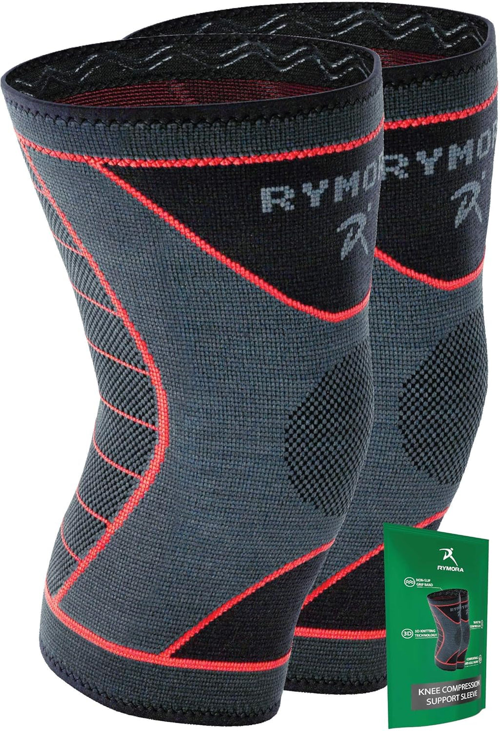Rymora Knee Support Brace Compression Sleeves for Men and Women for Ligament Injury, Joint Pain Relief, Running, Arthritis, ACL, MCL, Sport