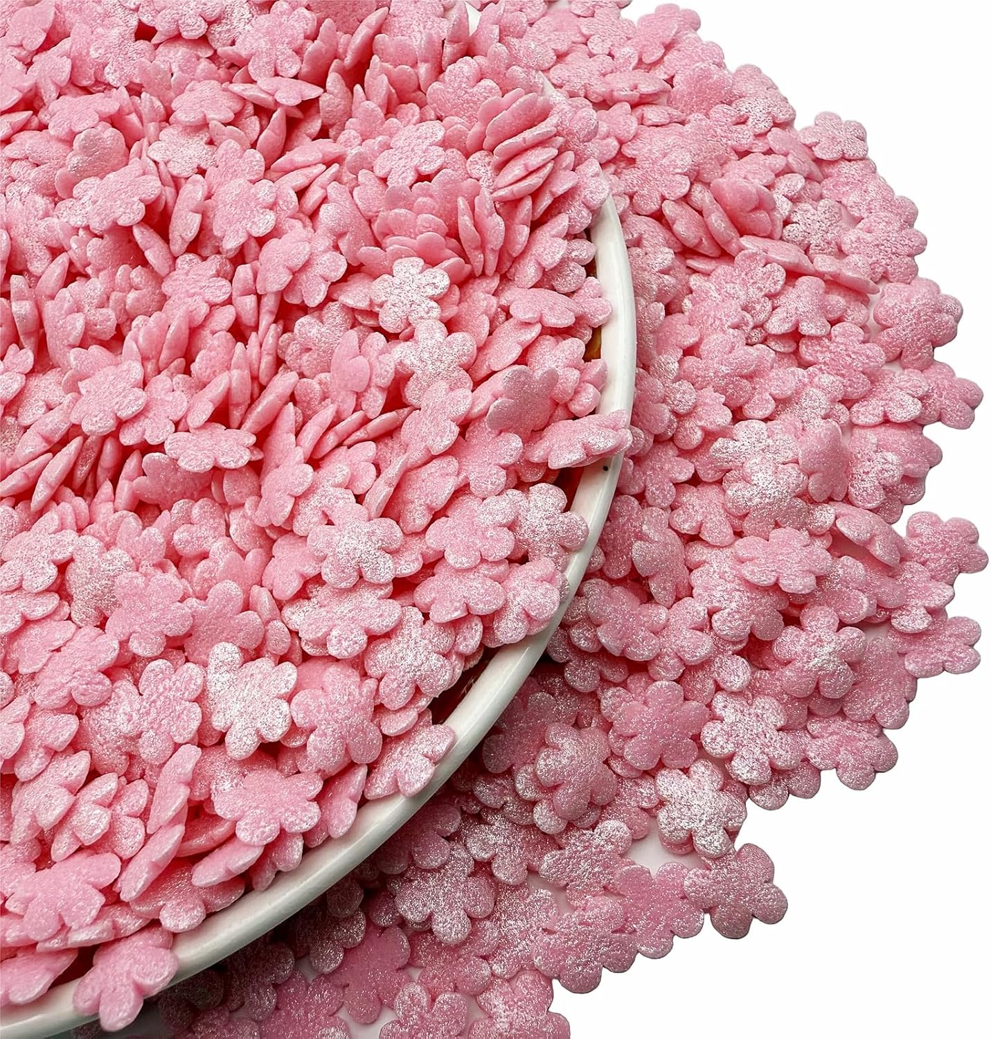 SE Si&Moos Edible Pink Flowers Sprinkles for Cake Decorating Mini Sugar Flowers Pink Confetti Sprinkles Edible Flower Cake Decorations, Baking, Ice Cream, Cookies, Cupcake Toppers Party Baby Shower Holiday Valentines Supplies 3 OZ