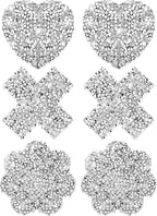 Hercicy 3 Pairs Rhinestone Pasties Sticky Bra Reusable Pasty Breast Covers Waterproof Boob Stickers for Women