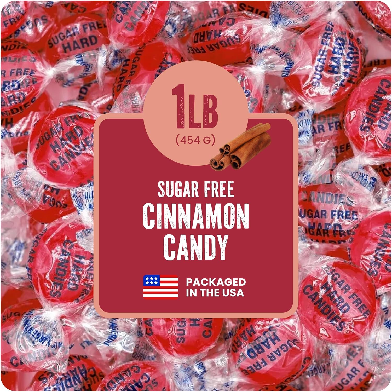 Cambie Sugar Free Hard Candy, 1 lb of Sugar Free Candy Individually Wrapped, Cinnamon