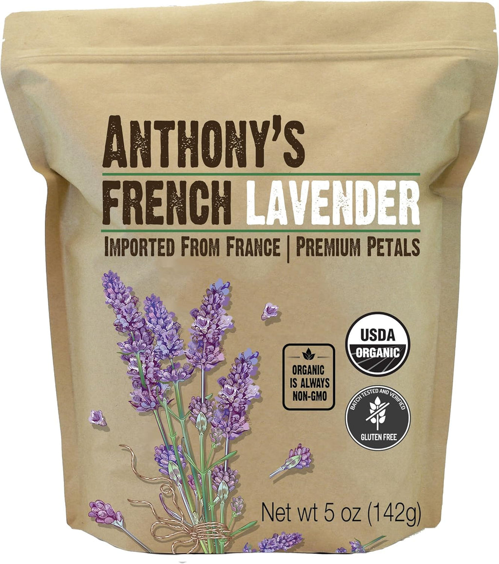 Anthony's Organic French Lavender Petals, 5 oz, Extra Grade, Dried, Gluten Free & Non GMO