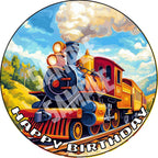 7.5x Inch Edible Cake Toppers – Train Themed Birthday Party Collection of Edible Cake Decorations