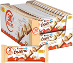 Kinder Bueno White Chocolate Bars with Hazelnut Filling, 30 Packs of 2, Bulk Chocolate Candy Bars for Game Day, Football Party Supplies, Snacks for Adults, 1.4 oz Per Pack